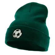 Soccer Play Embroidered 12 Inch Long Knitted Beanie