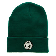 Soccer Play Embroidered 12 Inch Long Knitted Beanie