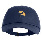 Ginkgo Embroidered Dad Style Unstructured Low Profile 6 panel Cotton Cap - Navy OSFM