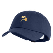 Ginkgo Embroidered Dad Style Unstructured Low Profile 6 panel Cotton Cap - Navy OSFM