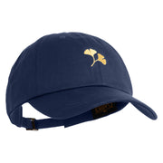 Ginkgo Embroidered Dad Style Unstructured Low Profile 6 panel Cotton Cap - Navy OSFM