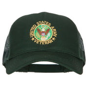 US Army Veteran Circle Embroidered Solid Cotton Mesh Pro Cap