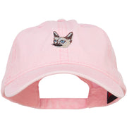 Siamese Cat Embroidered Washed Cotton Twill Cap