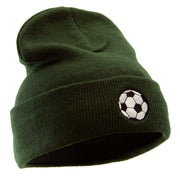 Soccer Play Embroidered 12 Inch Long Knitted Beanie