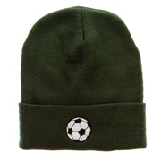 Soccer Play Embroidered 12 Inch Long Knitted Beanie