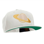 Saturn Silhouette Embroidered Wool Blend Cap