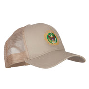 US Army Veteran Circle Embroidered Solid Cotton Mesh Pro Cap