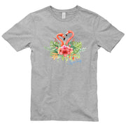 Spring Flamingo Cotton Short Sleeve Graphic Shirt