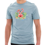 Spring Flamingo Cotton Short Sleeve Graphic Shirt