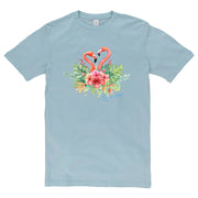 Spring Flamingo Cotton Short Sleeve Graphic Shirt