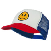 Smile Face Embroidered Foam Mesh Back Cap