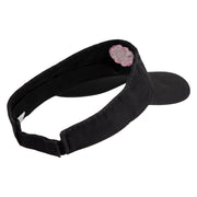 Peony Bloom Embroidered Pro Style Cotton Twill Washed Visor - Black OSFM