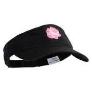 Peony Bloom Embroidered Pro Style Cotton Twill Washed Visor - Black OSFM