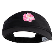Peony Bloom Embroidered Pro Style Cotton Twill Washed Visor - Black OSFM