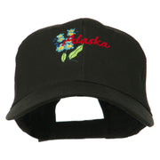 USA State Alaska Flower Embroidered Low Profile Cotton Cap