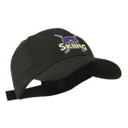 Skiing Logo with Pole and Goggle Embroidered Cap