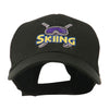 Skiing Logo with Pole and Goggle Embroidered Cap