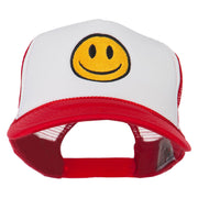 Smile Face Embroidered Foam Mesh Back Cap