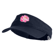 Peony Bloom Embroidered Pro Style Cotton Twill Washed Visor - Navy OSFM