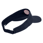 Peony Bloom Embroidered Pro Style Cotton Twill Washed Visor - Navy OSFM