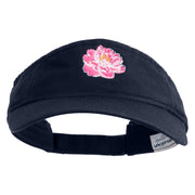Peony Bloom Embroidered Pro Style Cotton Twill Washed Visor - Navy OSFM