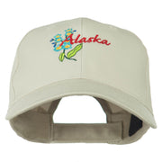 USA State Alaska Flower Embroidered Low Profile Cotton Cap