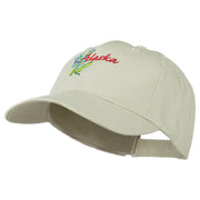 USA State Alaska Flower Embroidered Low Profile Cotton Cap