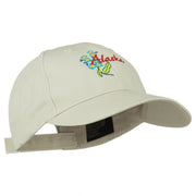 USA State Alaska Flower Embroidered Low Profile Cotton Cap