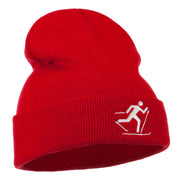 Ski Team Logo Embroidered Long Knit Beanie