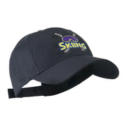 Skiing Logo with Pole and Goggle Embroidered Cap