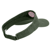 Peony Bloom Embroidered Pro Style Cotton Twill Washed Visor - Olive OSFM