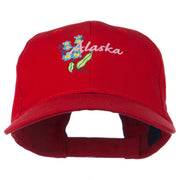 USA State Alaska Flower Embroidered Low Profile Cotton Cap