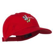 USA State Alaska Flower Embroidered Low Profile Cotton Cap