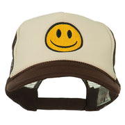 Smile Face Embroidered Foam Mesh Back Cap