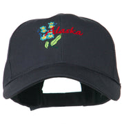 USA State Alaska Flower Embroidered Low Profile Cotton Cap