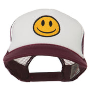 Smile Face Embroidered Foam Mesh Back Cap