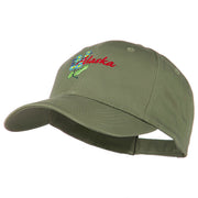 USA State Alaska Flower Embroidered Low Profile Cotton Cap