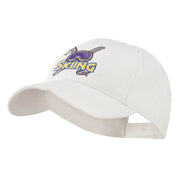 Skiing Logo with Pole and Goggle Embroidered Cap