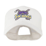 Skiing Logo with Pole and Goggle Embroidered Cap