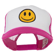 Smile Face Embroidered Foam Mesh Back Cap