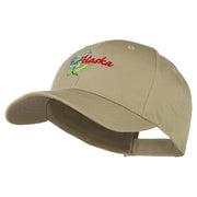 USA State Alaska Flower Embroidered Low Profile Cotton Cap