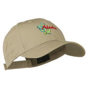 USA State Alaska Flower Embroidered Low Profile Cotton Cap