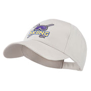 Skiing Logo with Pole and Goggle Embroidered Cap