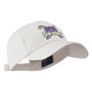 Skiing Logo with Pole and Goggle Embroidered Cap