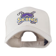 Skiing Logo with Pole and Goggle Embroidered Cap