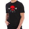 Skull and Dead Roses Graphic Design Short Sleeve Cotton Jersey T-Shirt