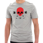 Skull and Dead Roses Graphic Design Short Sleeve Cotton Jersey T-Shirt