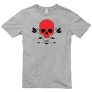 Skull and Dead Roses Graphic Design Short Sleeve Cotton Jersey T-Shirt