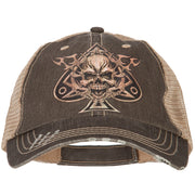 Skull Spade Heat Transfer Designed Low Profile Cotton Mesh Cap