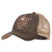 Skull Spade Heat Transfer Designed Low Profile Cotton Mesh Cap